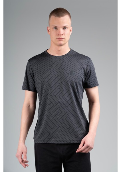 Regular Erkek Bisiklet Yaka Siyahmelanj T-shirt