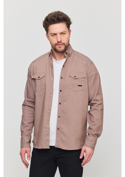 Erkek Mint Slim Fit Dar Kalıp Pamuklu Kot Gömlek