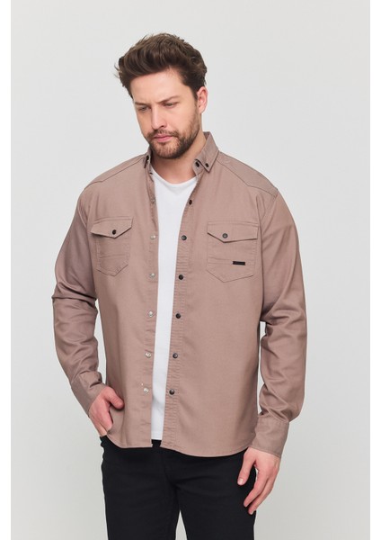 Erkek Mint Slim Fit Dar Kalıp Pamuklu Kot Gömlek