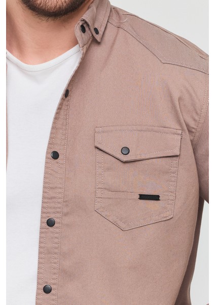 Erkek Mint Slim Fit Dar Kalıp Pamuklu Kot Gömlek