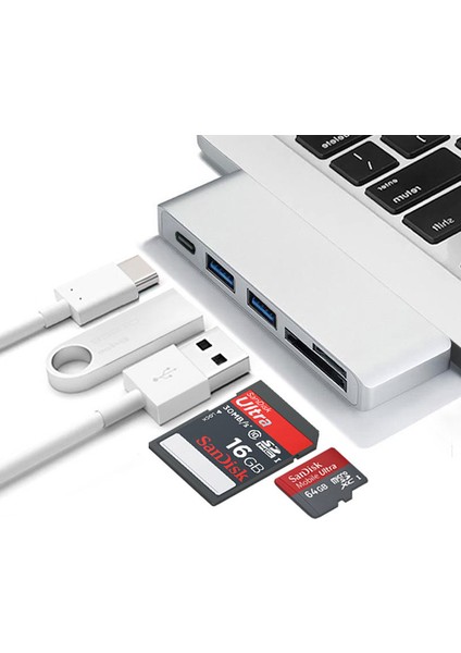 4401 Type C USB 3.1 Hub Kart Okuyucu Sd Microsd USB 3.0 Çevirici Çoklayıcı Adaptör