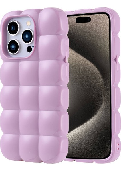 Apple iPhone 15 Pro Kılıf Parlak Esnek Silikon Dom Dom Kapak-Lila