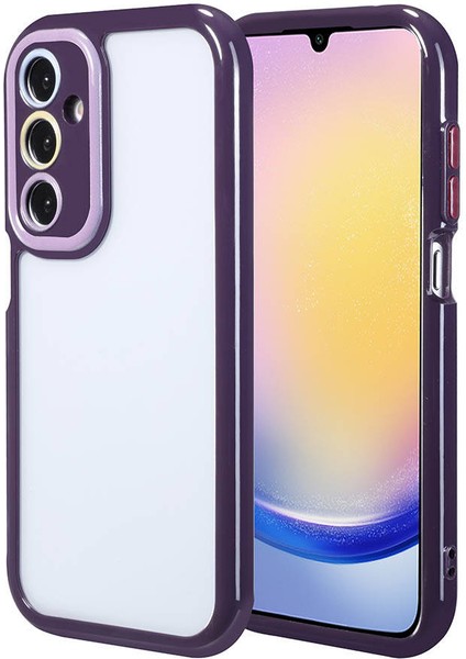 Samsung Galaxy A25 Kılıf Kamera Korumalı Renkli Kenar ve Çerçeve Tasarımlı Iksp Vitamin Kapak-Derin Mor