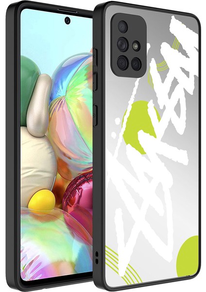 Galaxy A71 Kılıf Aynalı Desenli Kamera Korumalı Parlak Iksp Mirror Kapak-Yazı