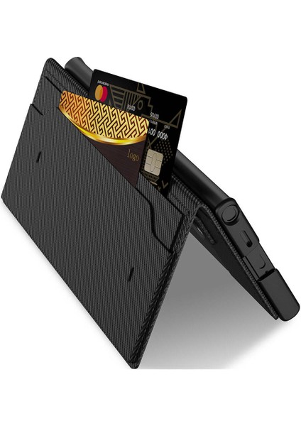 Samsung Galaxy S24 Ultra Kıpta Standlı Kartlıklı Kapak-Siyah modelleri