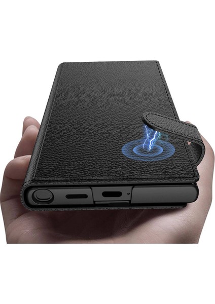 Samsung Galaxy S24 Ultra Kıpta Standlı Kartlıklı Kapak-Siyah fırsatları