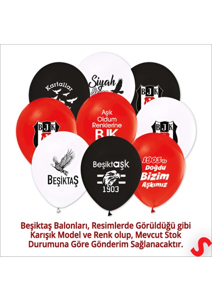 Beşiktaş Lisanslı Balon, 30 cm x 5 Adet
