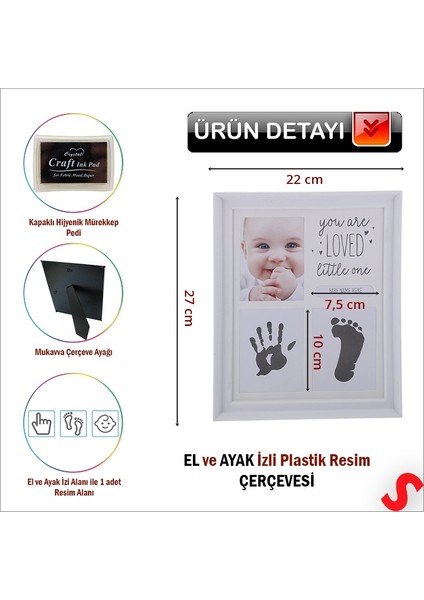 Bebek El ve Ayak Izli Resim Çerçevesi, 27 cm x 22 cm fiyatları