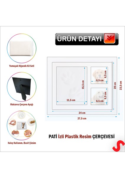 Kedi Köpek Pati Izi Resim Çerçevesi, 27,5 cm x 23,5 cm fiyatları