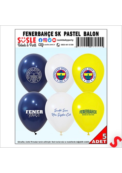 Fenerbahçe Lisanslı Balon, 30 cm x 5 Adet