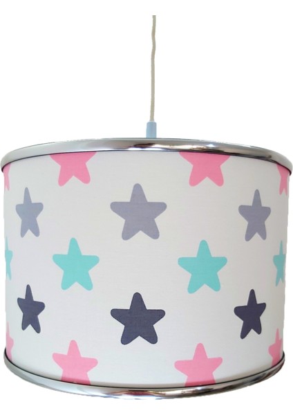 Pembe Yıldızlı Kumaş Kaplama Çocuk Odası Genç ve Bebek Odası Avize Aydınlatma fiyatları