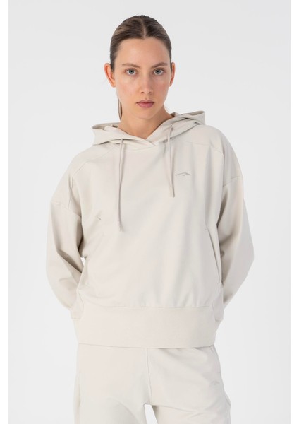 Oversize Kadın Kapüşonlu Gümüş Gri Sweatshirt modelleri