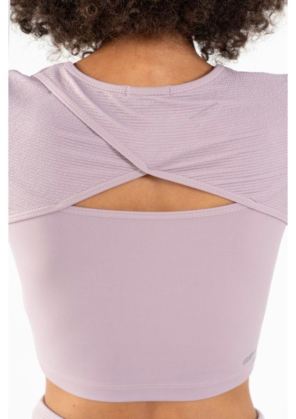 SlimFit Kadın Bisiklet Yaka Lila Crop Top fiyatları
