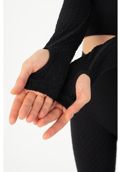 SlimFit Kadın Bisiklet Yaka Siyah- Crop Top indirimleri