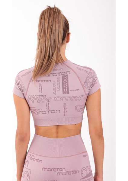 SlimFit Kadın Bisiklet Yaka Kısa Kol Lila Crop Top 811037 fiyatları