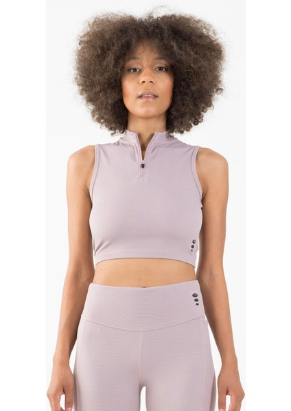 SlimFit Kadın Balıkçı Yaka Lila Crop Top modelleri