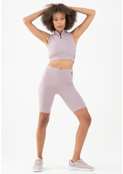 SlimFit Kadın Balıkçı Yaka Lila Crop Top fırsatları