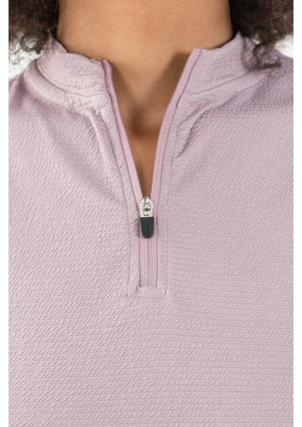 SlimFit Kadın Balıkçı Yaka Lila Crop Top indirimleri