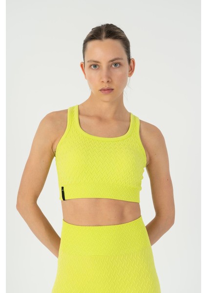 SlimFit Kadın Kapalı Yaka Neon Yeşil Bra