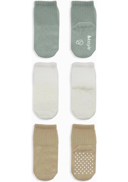 Bistyle Basic Kaymaz Penye Soket Çorap 3'lü BS10107 Nil Ekru Bej fiyatları