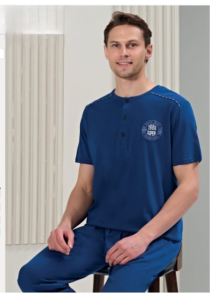 Erkek Acık Lacıvert Pijama Takım 1710