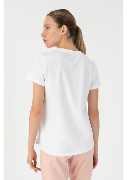 Regular Kadın Bisiklet Yaka Kısa Kol Beyaz T-shirt 23125 fiyatları