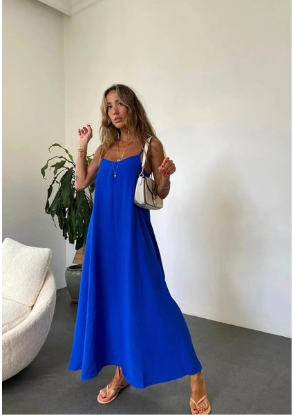 Kadın Aerobin Kumaş Ayarlanabilir Askılı Uzun Elbise