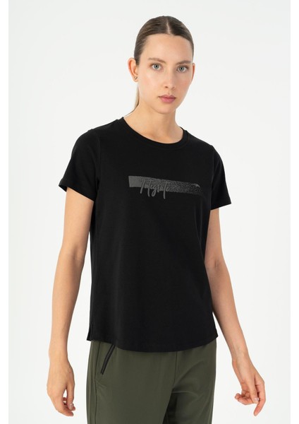 Regular Kadın Bisiklet Yaka Kısa Kol Siyah T-shirt 23131 modelleri