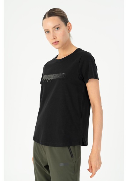 Regular Kadın Bisiklet Yaka Kısa Kol Siyah T-shirt 23131 fırsatları