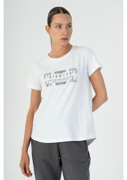 Regular Kadın Bisiklet Yaka Kısa Kol Beyaz T-shirt 23127 modelleri