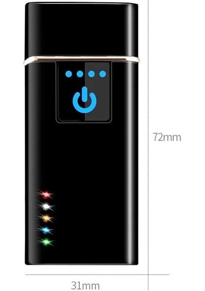 Elektronik Şarj Edilebilir Alevsiz USB Dokunmatik Siyah Çakmak - Kutulu