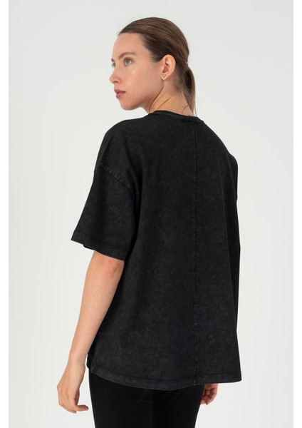 Comfort Kadın Bisiklet Yaka Düşük Kol Siyah T-shirt 23073 fiyatları