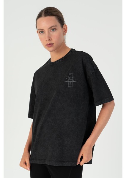 Comfort Kadın Bisiklet Yaka Düşük Kol Siyah T-shirt 23073 modelleri