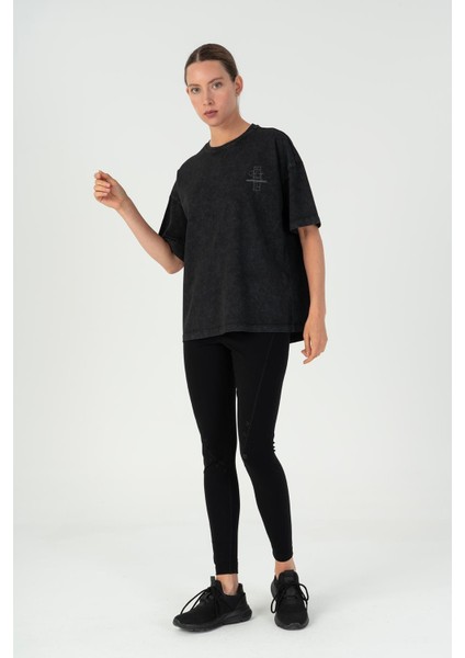 Comfort Kadın Bisiklet Yaka Düşük Kol Siyah T-shirt 23073 indirimleri