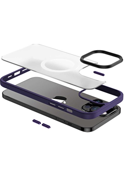Apple iPhone 13 Pro Kılıf Wireless Şarj Özellikli Iksp Hibrit Magsafe Kapak-Koyu Yeşil