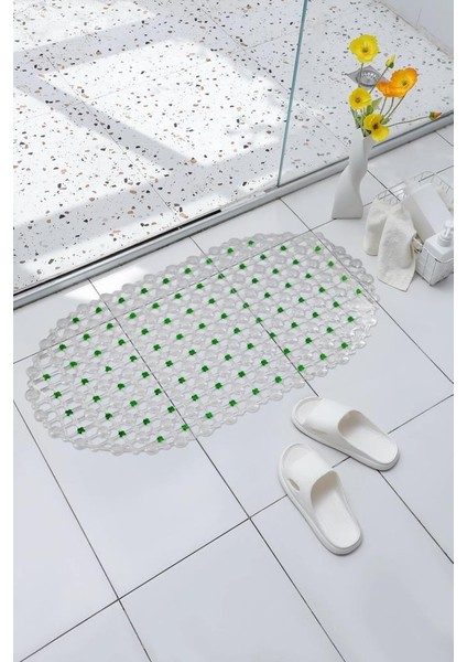 Eko Serisi Banyo - Küvet Içi Kaydırmaz Vantuzlu Oluklu Oval Paspas 63 x 34 cm , Yeşil modelleri
