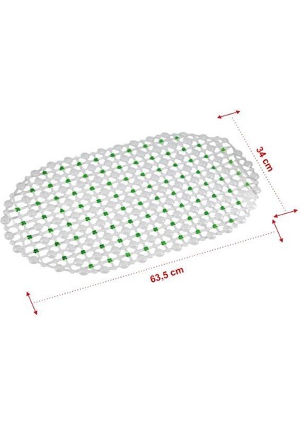 Eko Serisi Banyo - Küvet Içi Kaydırmaz Vantuzlu Oluklu Oval Paspas 63 x 34 cm , Yeşil fırsatları