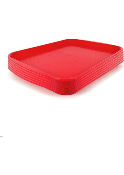5 Adet Servis Tepsisi Kırmızı Renk 27*35 cm Orta Boy ( 5 Adet ).