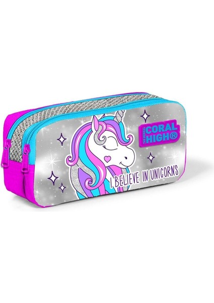 Kids Pembe Gümüş Simli Unicorn Desenli Üç Bölmeli USB Şarjlı Kulaklık Çıkışlı Okul Sırt Çantası Seti fırsatları
