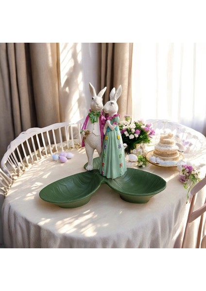 Paskalya Tavşan Tabaklı Sunum, çerezlik - Kahvaltı - Kahve - Meyve Sunum Tabağı
