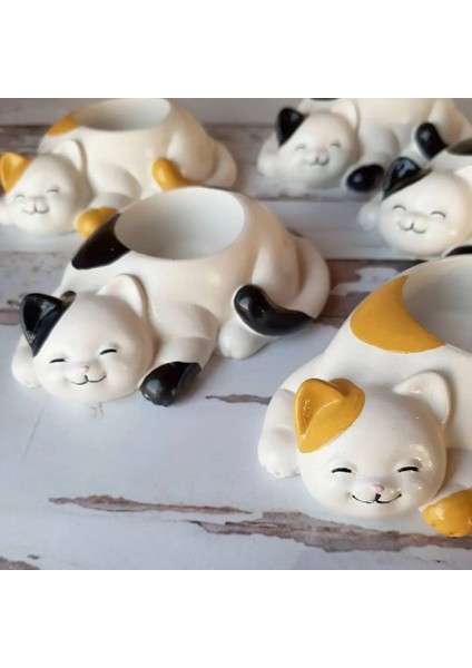 4 Adet Kedi Şeklinde Yumurtalık - Mumluk