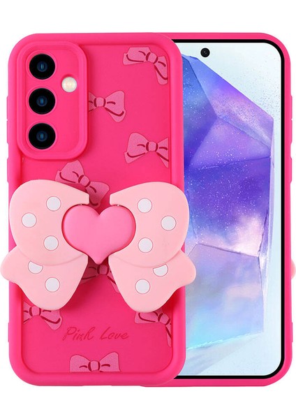 Galaxy A35 Kılıf Kamera Korumalı Figür Tasarımlı Iksp Kapya Kapak-Pembe Koyu