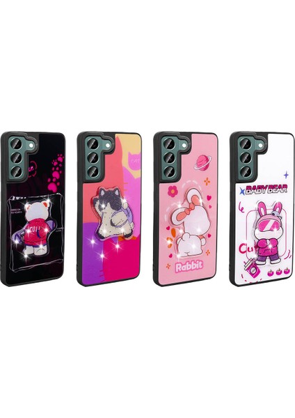 Galaxy S21 Fe Kılıf Parlayan Kabartmalı Ikonik Figürlü Iksp Amas Silikon Kapak-Pembe fiyatları