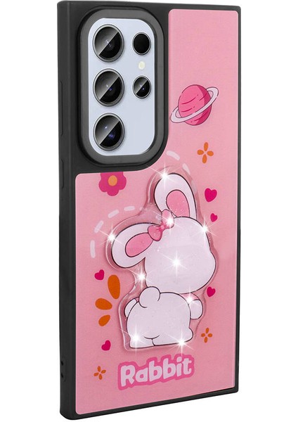 Galaxy S24 Ultra Kılıf Parlayan Kabartmalı Ikonik Figürlü Iksp Amas Silikon Kapak-Pembe modelleri