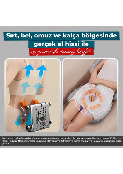 Rlx50 3d Shiatsu Masaj Koltuğu Minderi Isıtmalı, Titreşimli, Sırt, Bel Ve Omuz Ofis Masaj Cihazı indirimleri