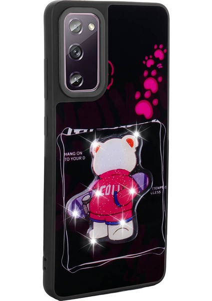 Galaxy S20 Fe Kılıf Parlayan Kabartmalı Ikonik Figürlü Iksp Amas Silikon Kapak-Mor fiyatları