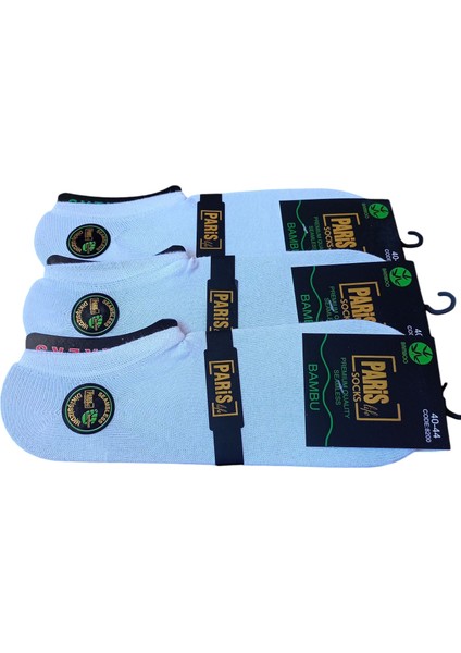 Erkek bambu çorap 3'lü ekonomik paket dikişsiz sneaker soket beyaz yumuşak esnek ÇKE1-1