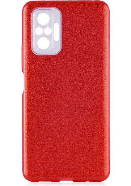 Xiaomi Redmi Note 10 Pro Kılıf Iksp Shining Silikon-Kırmızı