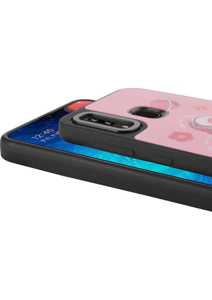 Samsung Galaxy A20 Kılıf Parlayan Kabartmalı Ikonik Figürlü Iksp Amas Silikon Kapak-Beyaz modelleri