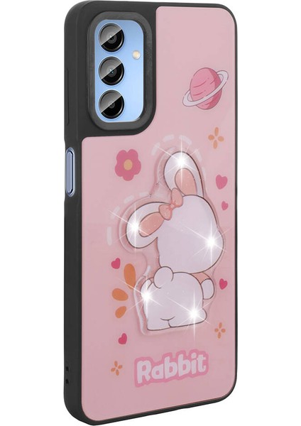 Galaxy A25 Kılıf Parlayan Kabartmalı Ikonik Figürlü Iksp Amas Silikon Kapak-Pembe fiyatları